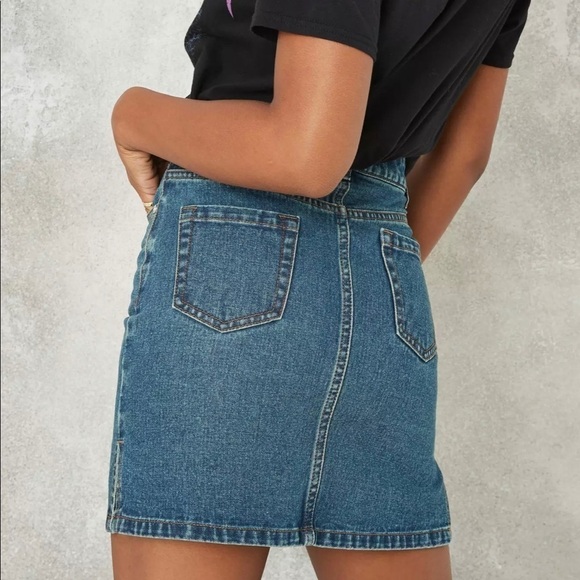 Missguided Denim Side Split Mini Skirt - 8 - Picture 4 of 5